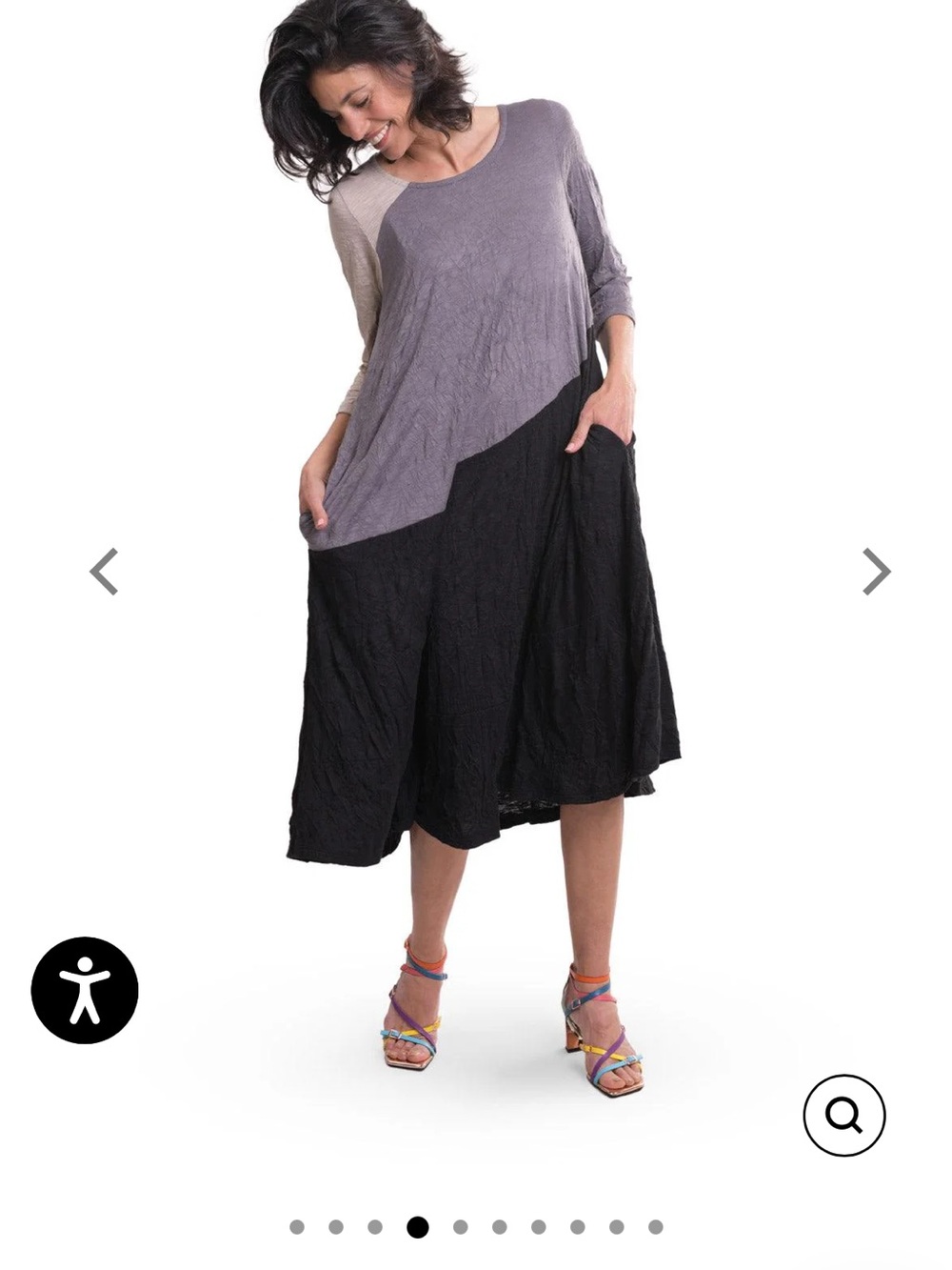 Women’s Colorblock Midi Dress in Gray, Black & Cream